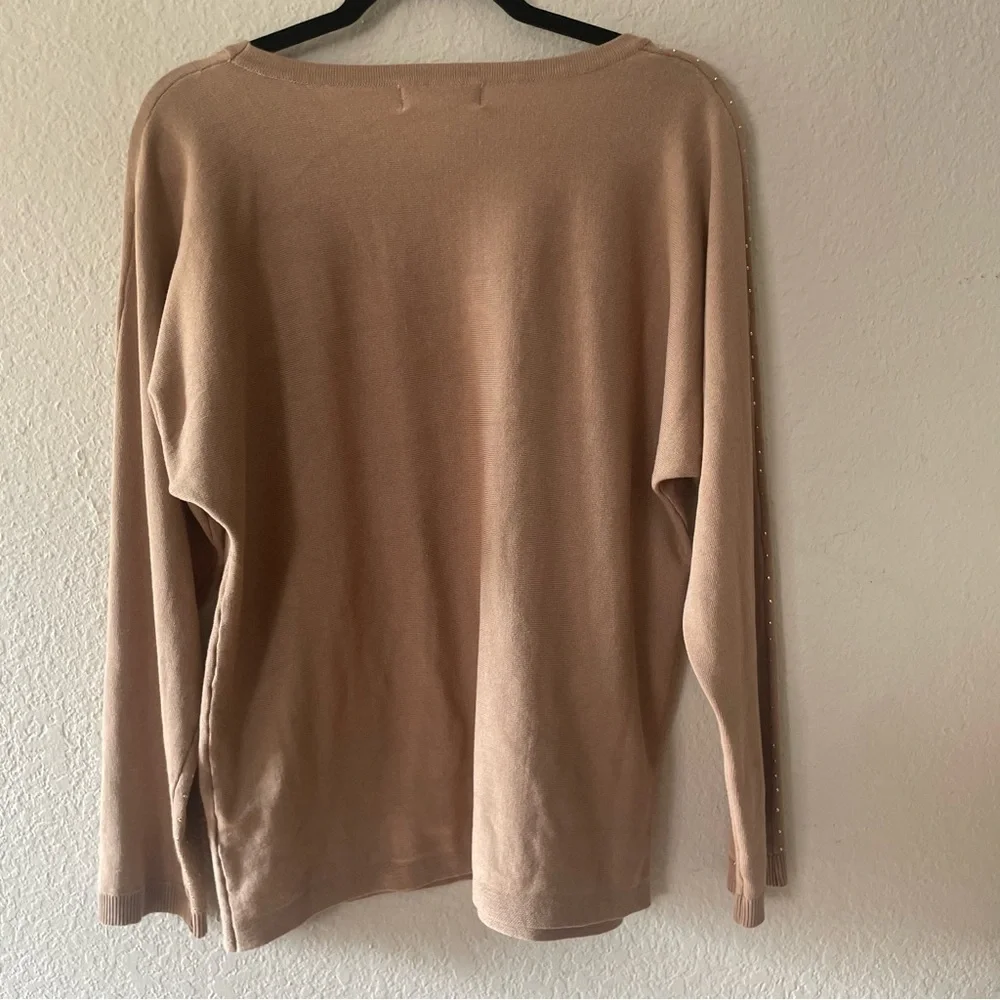 Cocobleu woman's brown rhinestone sweater top size XL brown pullover lightweight - Picture 11 of 11